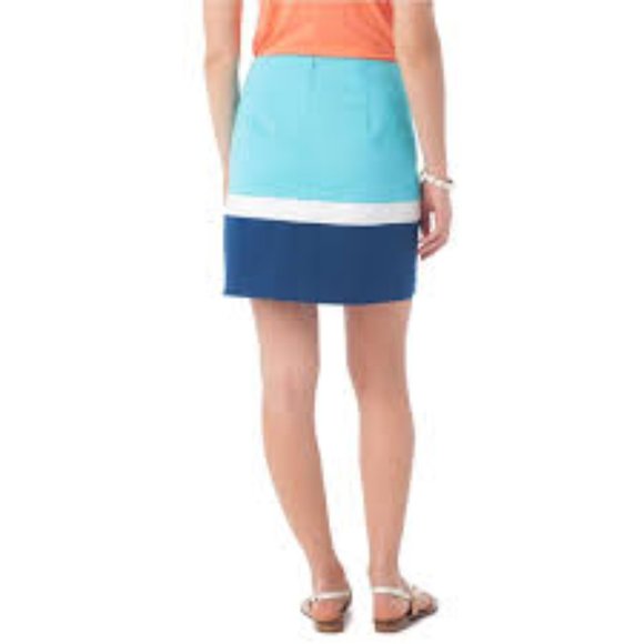 Southern Tide Reese Crystal Blue color block stripe A-line skirt size 6 NWT - Picture 2 of 5